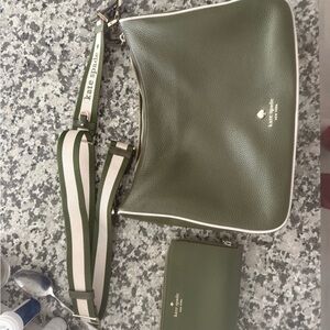 Kate Spade Olive Green Shoulder Bag and Wallet
